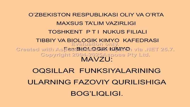 Oqsillar Funksiyalari va Ularning Fazoviy Qurilishiga Bog'liq 1