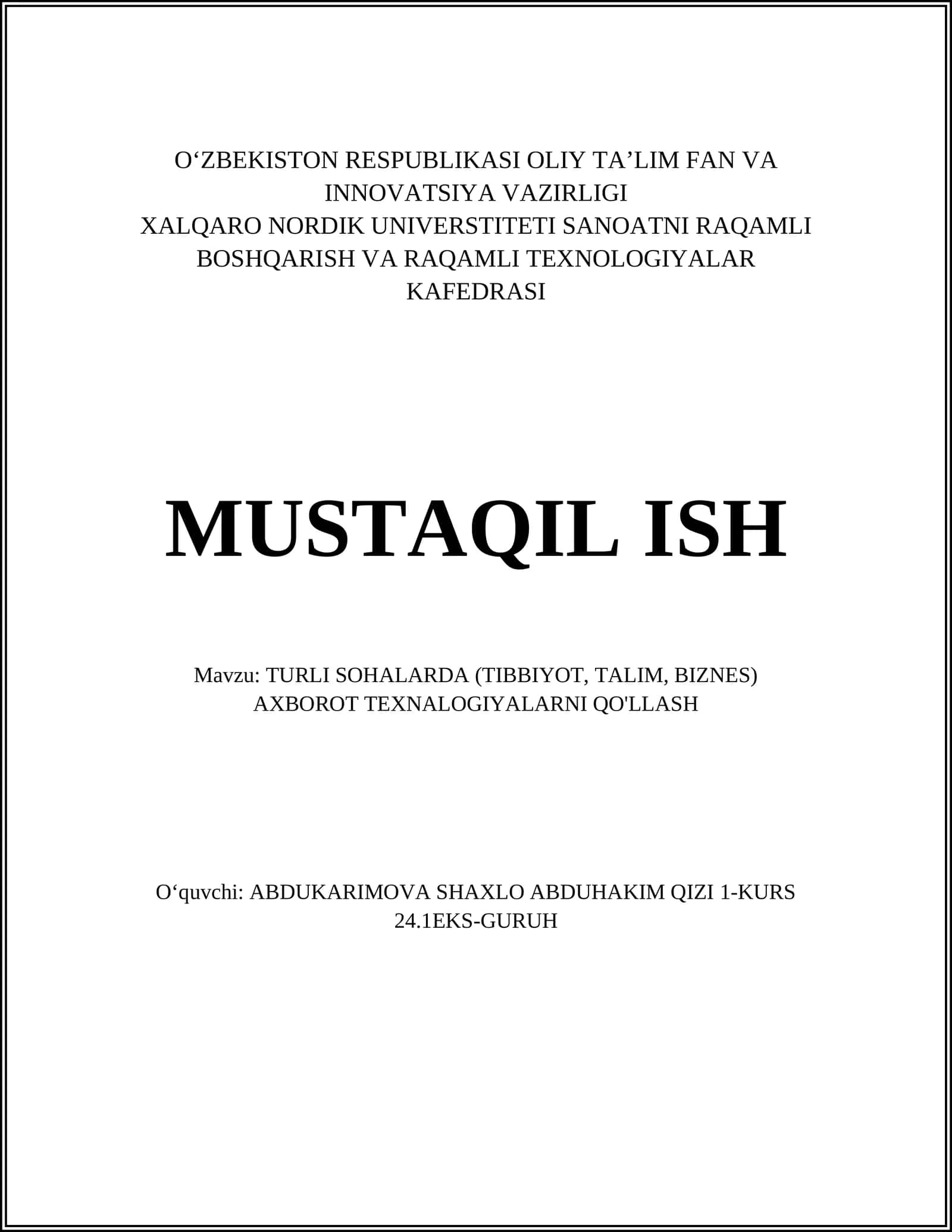 Tibbiyotda axborot texnologiyalari: Elektron sog'liqni saqlash tizimlari 1