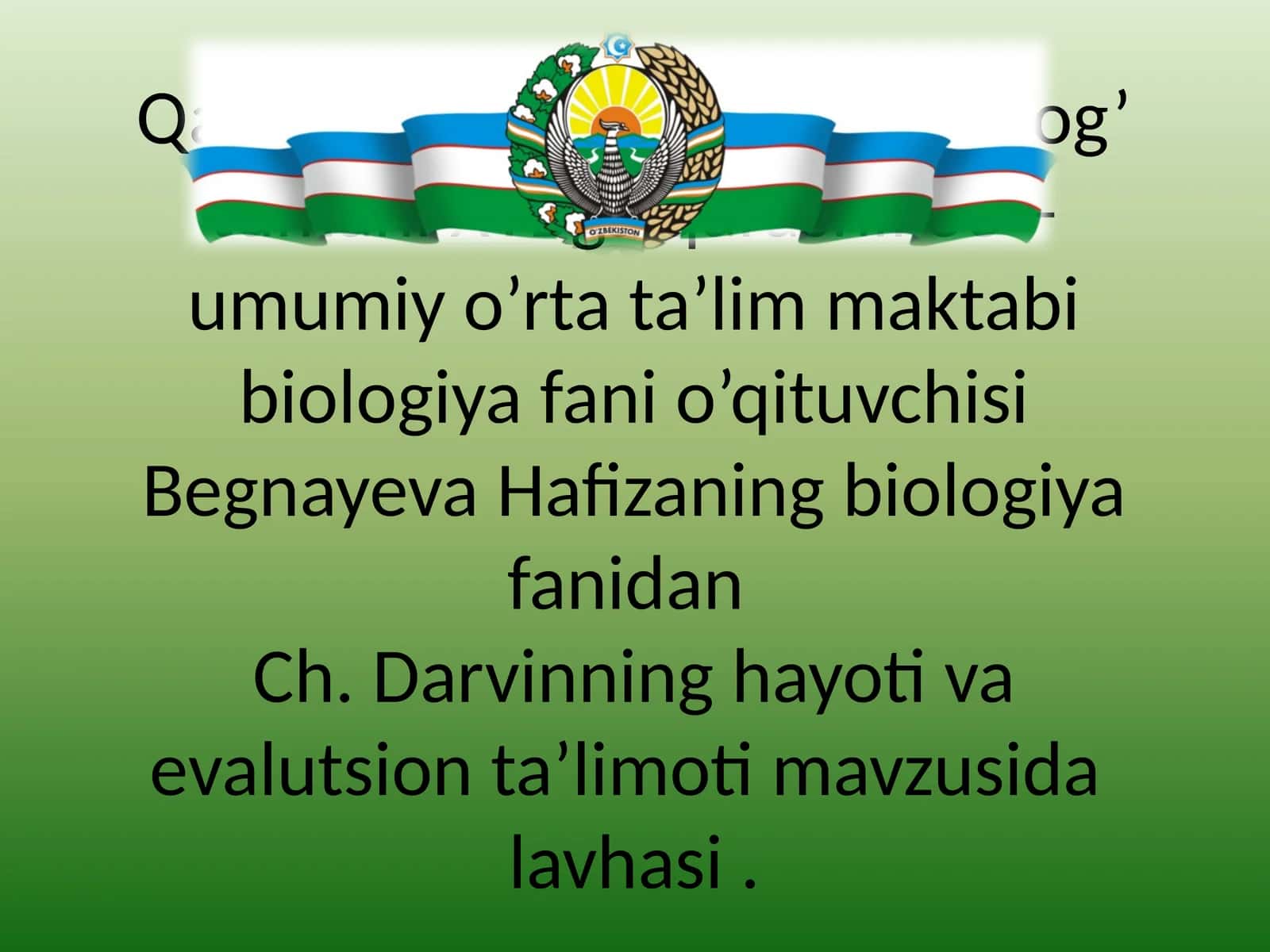 Ch.Darvinning hayoti va evalutsion ta’limoti 1