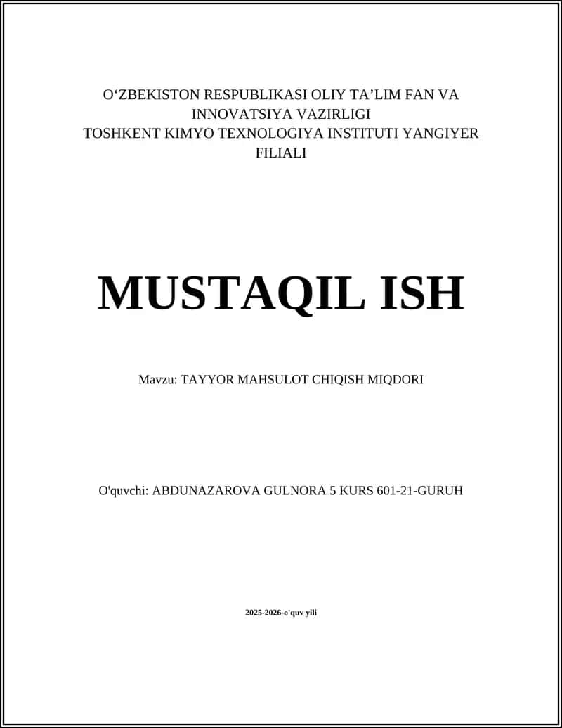 TAYYOR MAHSULOT CHIQISH MIQDORI 1