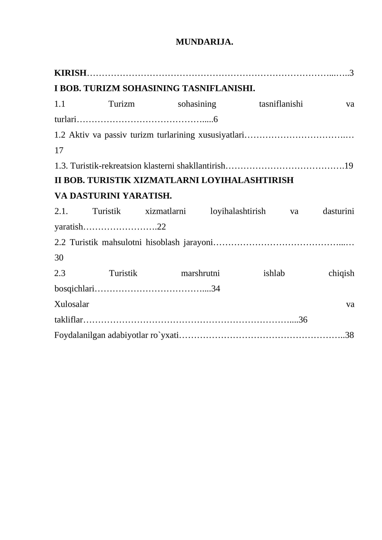 TURIZM SOHASI TASNIFLANISHI VA TURLARI 1