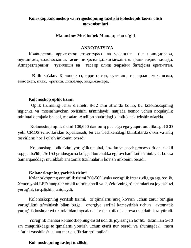 Kolonoskop optik tizimi 1
