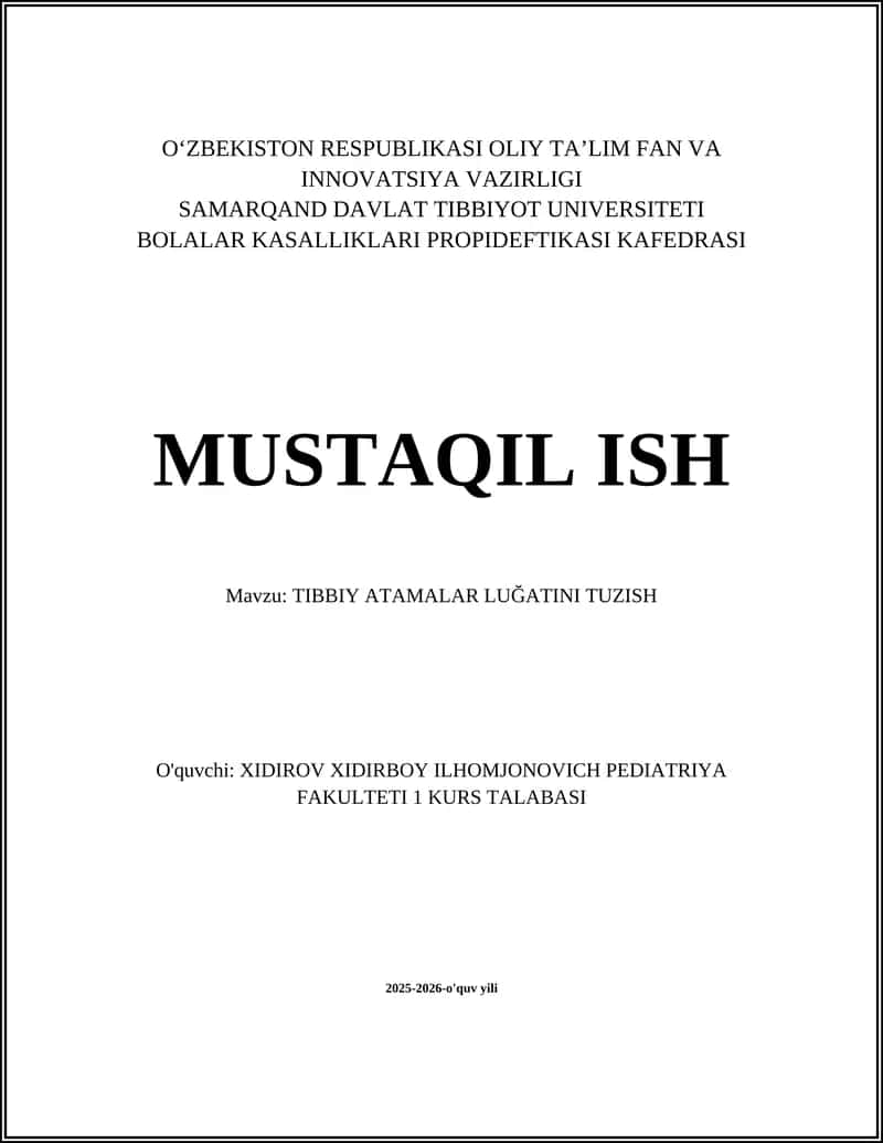 TIBBIY ATAMALAR LUĞATINI TUZISH 1