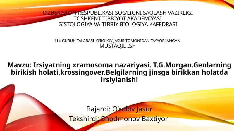 Irsiyatning xromosoma nazariyasi 1