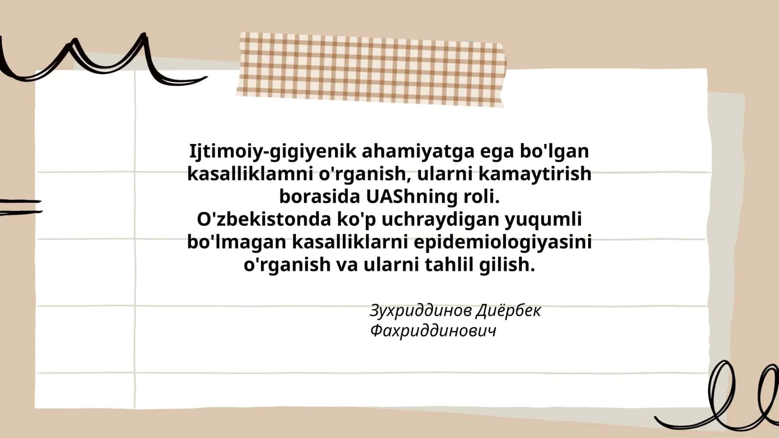 Ijtimoiy-gigiyenik kasalliklarni o'rganish 1