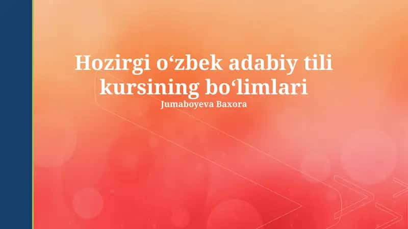 Zamonaviy o'zbek adabiy tili kursi 1