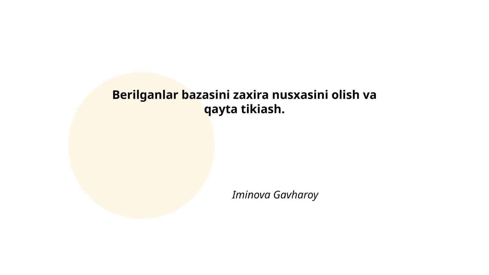 Berilganlar bazasini zaxira nusxasini olish va qayta tikiash 1