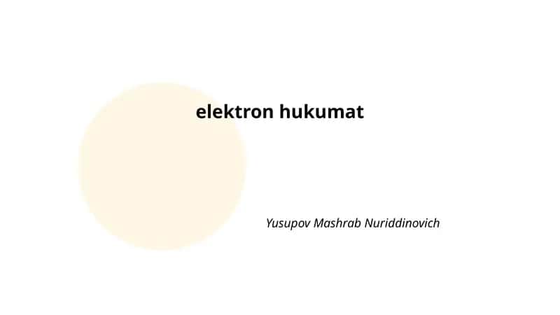 Elektron hukumat 1
