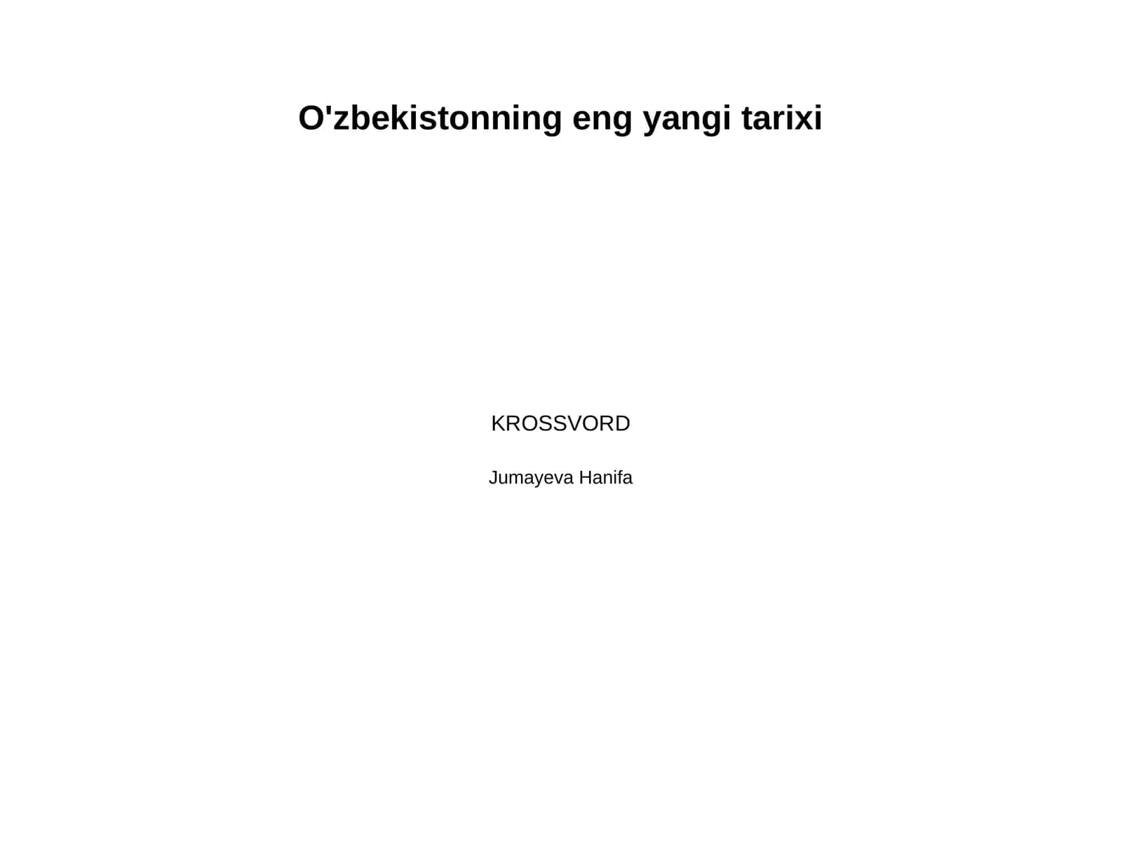 O'zbekistonning eng yangi tarixi 1