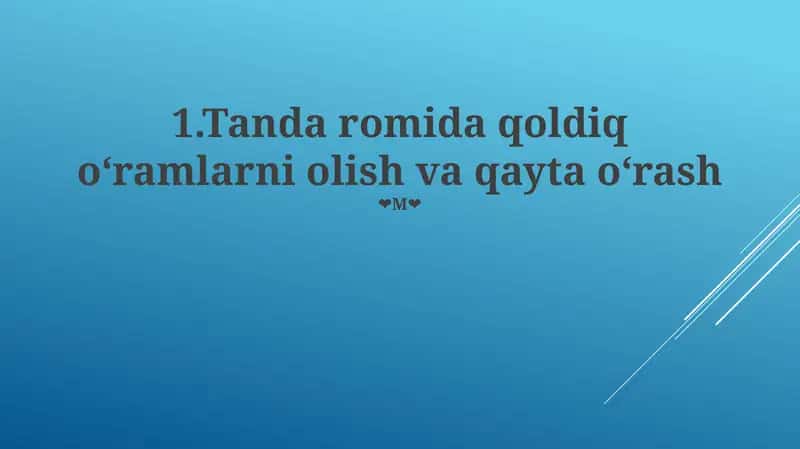 Tanda romida qoldiq oʻramlarni olish va qayta oʻrash 1