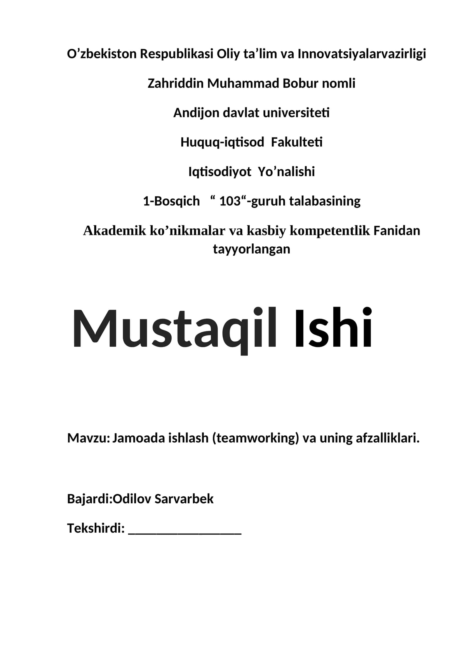 Jamoada ishlash (teamworking) va uning afzalliklari 1