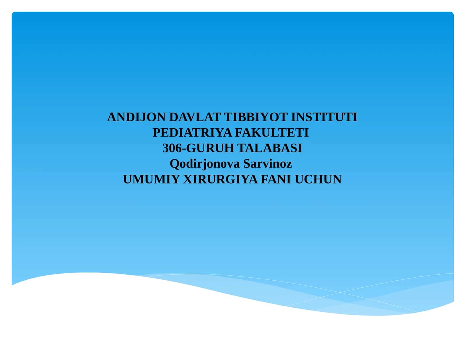 UMUMIY XIRURGIYA FANI UCHUN 1