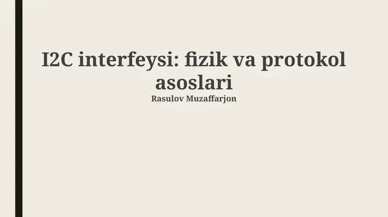 I2C interfeysi: Fizikaviy asoslar va simlar konfiguratsiyasi 1