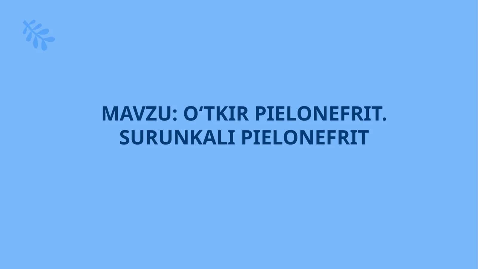 O‘tkir pielonefrit. Surunkali pielonefrit 1