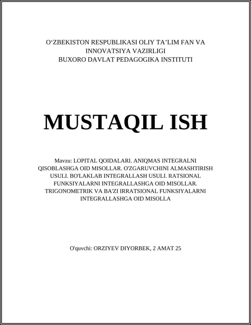 L'Hôpital qoidasi 1