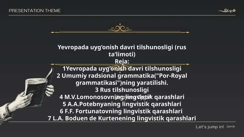 Yevropada uyg‘onish davri tilshunosligi (rus ta‘limoti) 1