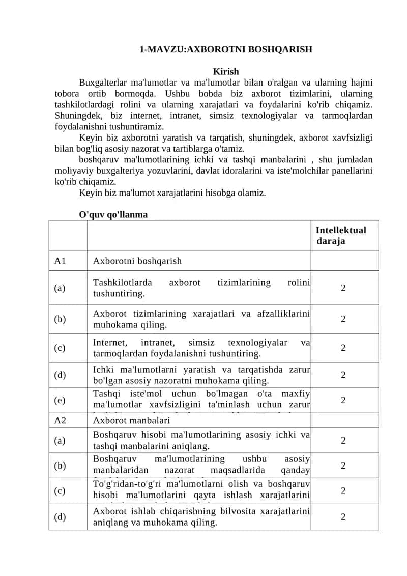 AXBOROTNI BOSHQARISH 1