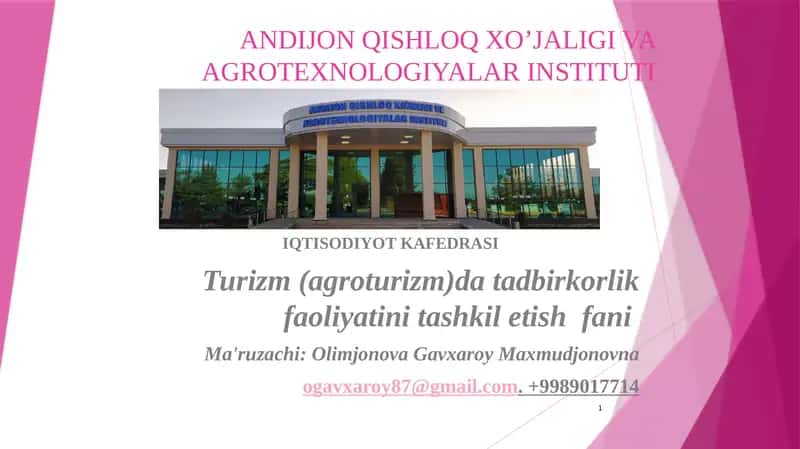 Turizm va Mehmonxona Biznesi 1