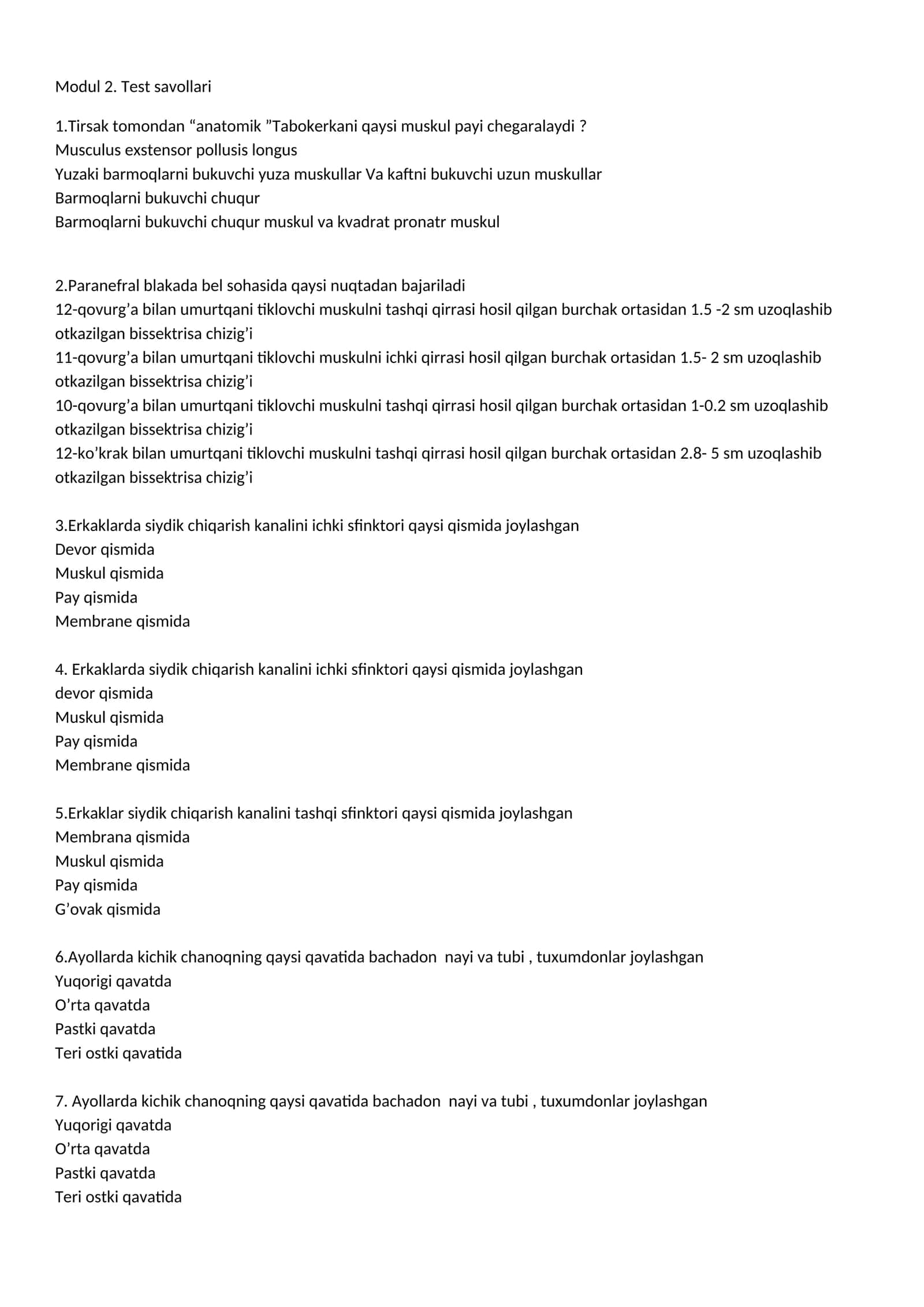 Modul 2. Test savollari 1