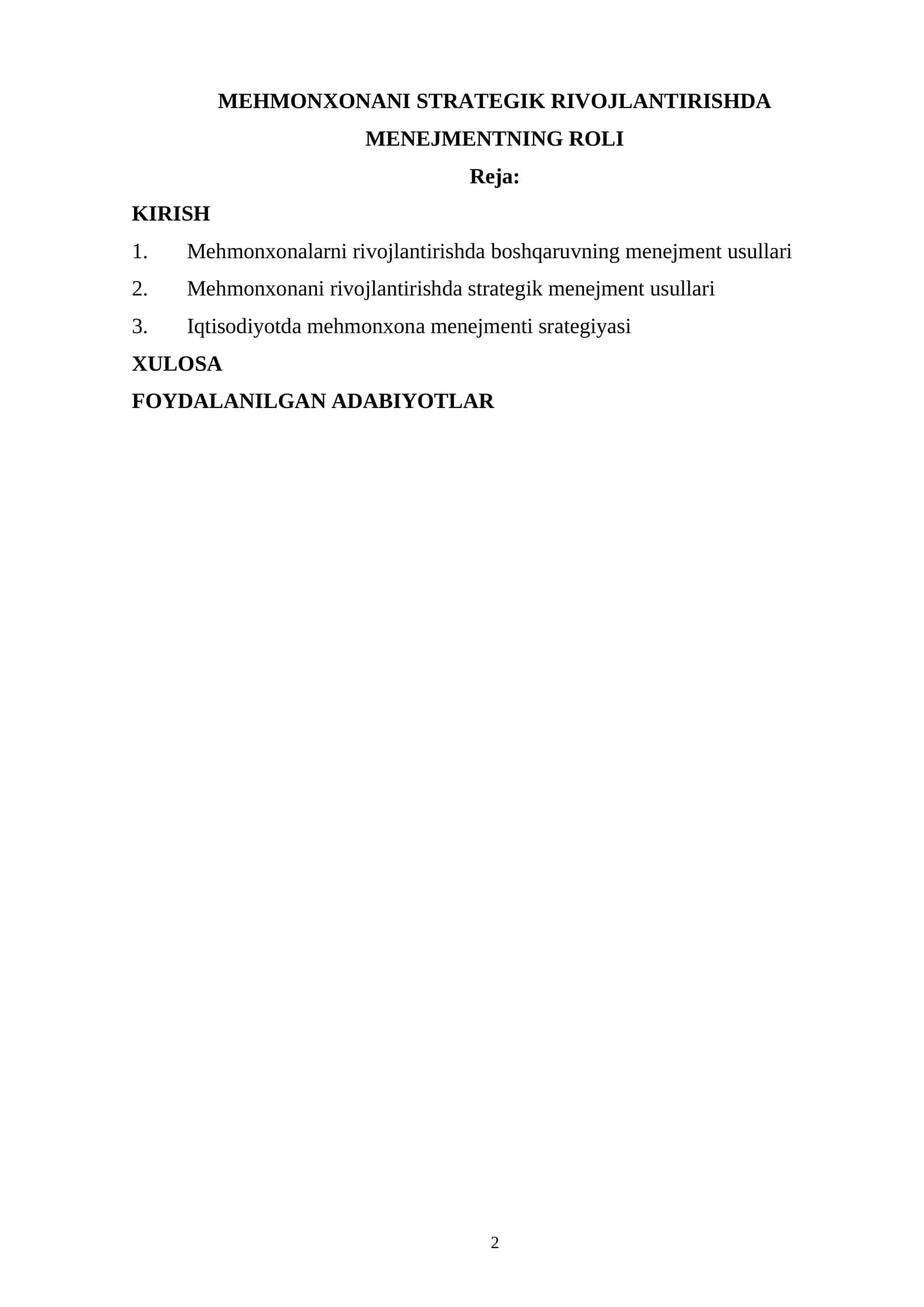 MEHMONXONANI STRATEGIK RIVOJLANTIRISHDA MENEJMENTNING ROLI 1