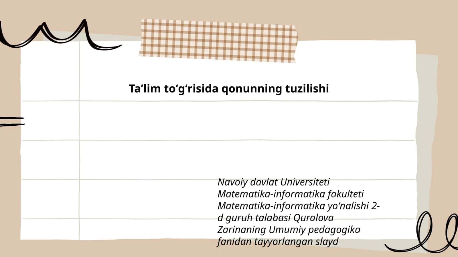 Taʼlim toʻgʻrisida qonunning tuzilishi 1
