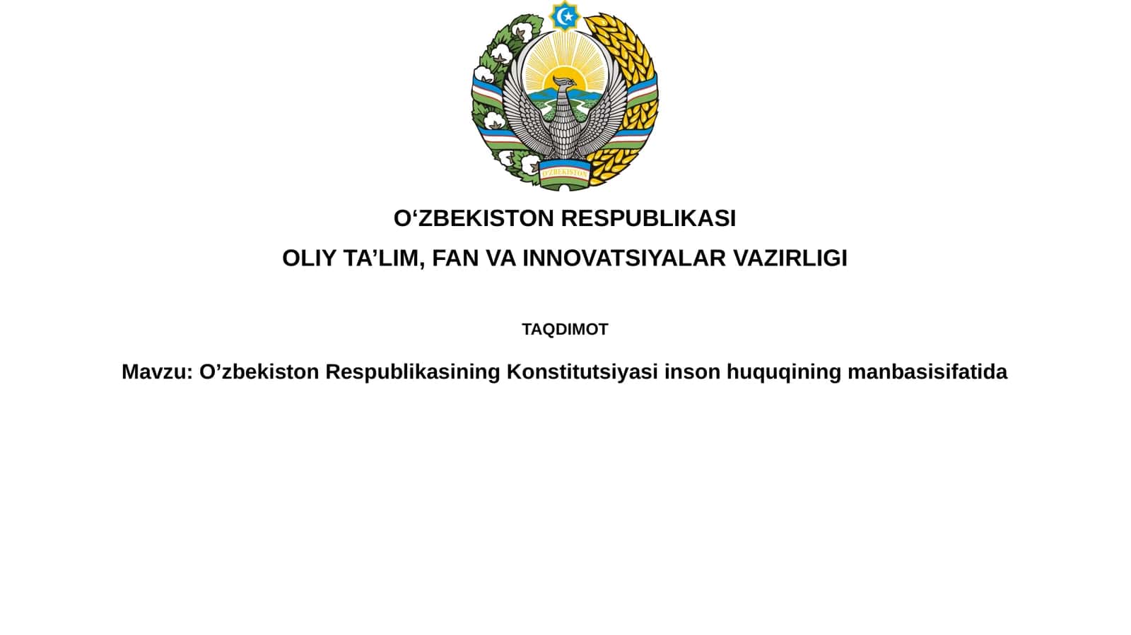 O'zbekiston Respublikasi Konstitutsiyasi Inson Huquqlarining Asosi 1