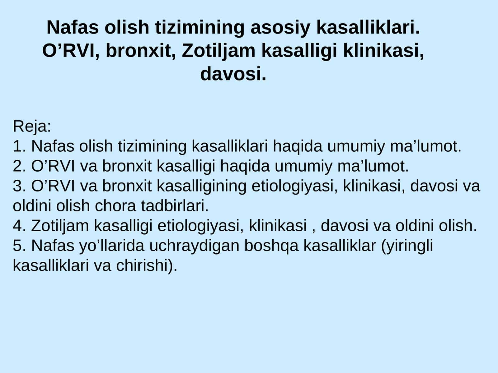 Nafas olish tizimi kasalliklari haqida umumiy ma’lumot 1