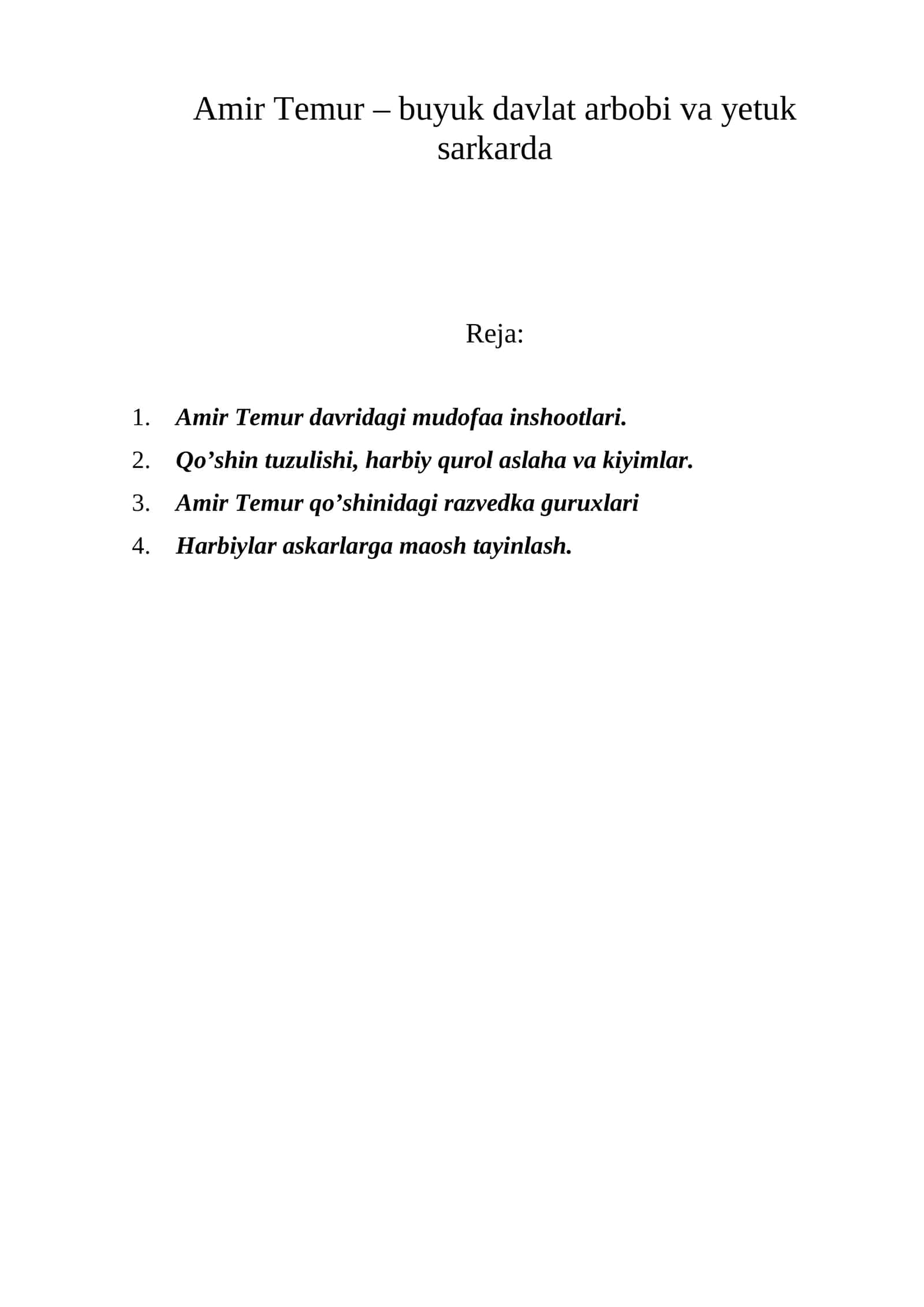 Amir Temur davri haqida 1