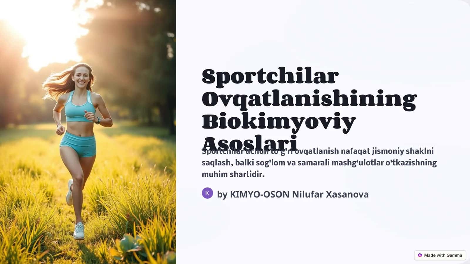 Sportchilar Ovqatlanishining Biokimyoviy Asoslari 1
