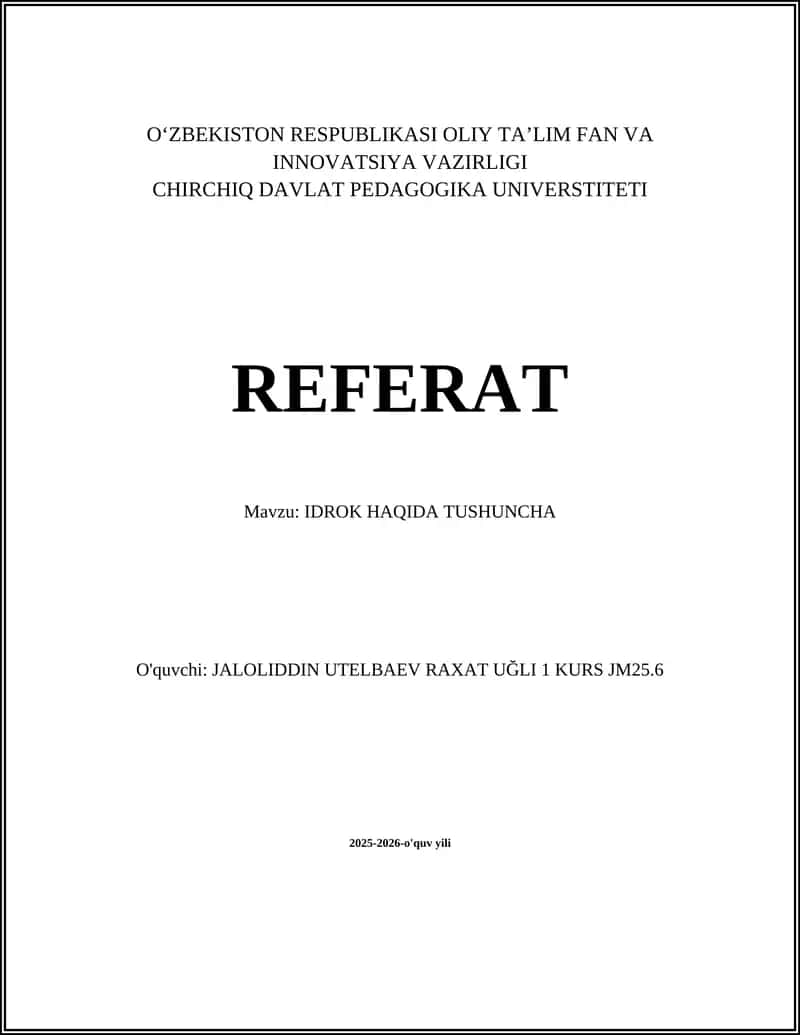 IDROK HAQIDA TUSHUNCHA 1