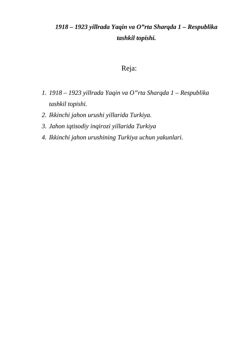 Yaqin va O'rta Sharqda 1 - Respublika tashkil topishi 1