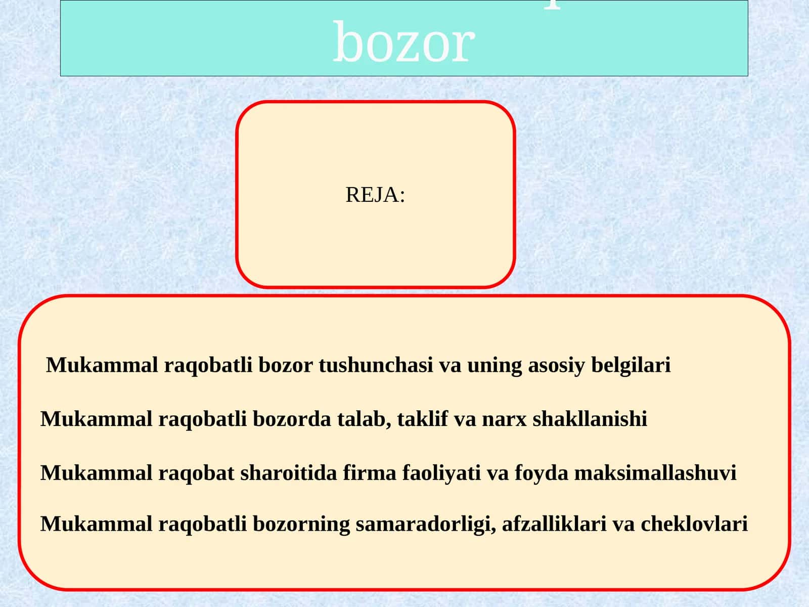 Mukammal raqobatli bozor 1
