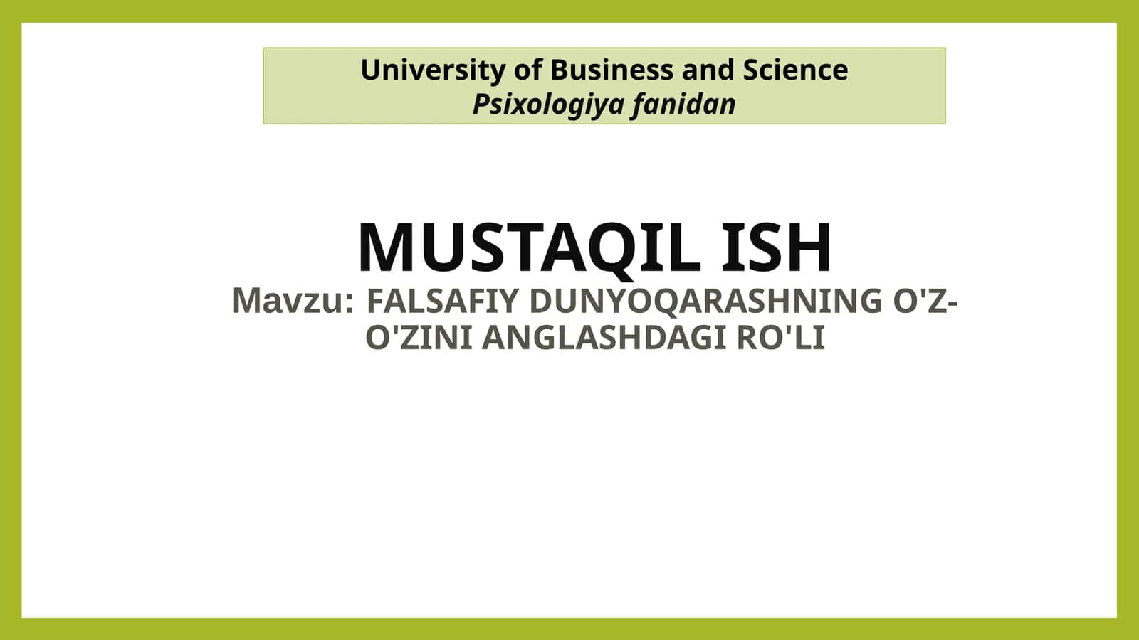MUSTAQIL ISH 1