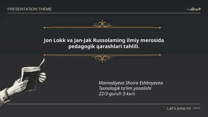 Jon Lokk va Jan-Jak Russolaming ilmiy merosida pedagogik qarashlari tahlili 1