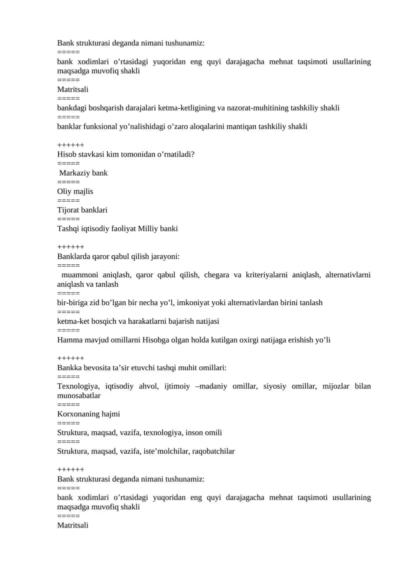 Bank ishi test yakuniy 1