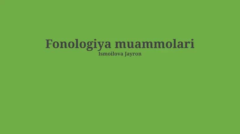 Fonologiya muammolari 1