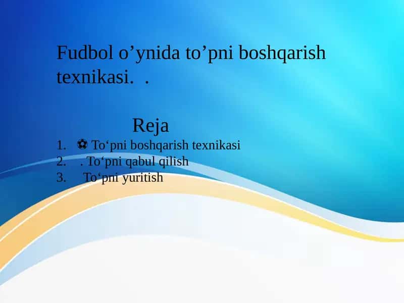 To‘pni boshqarish texnikasi 1