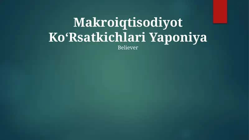 Makroiqtisodiyot KoʻRsatkichlari Yaponiya 1