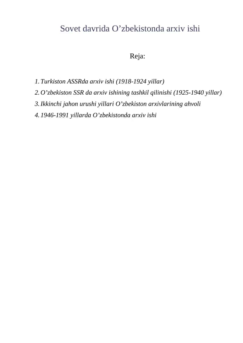 O’zbekistonda arxiv ishi 1