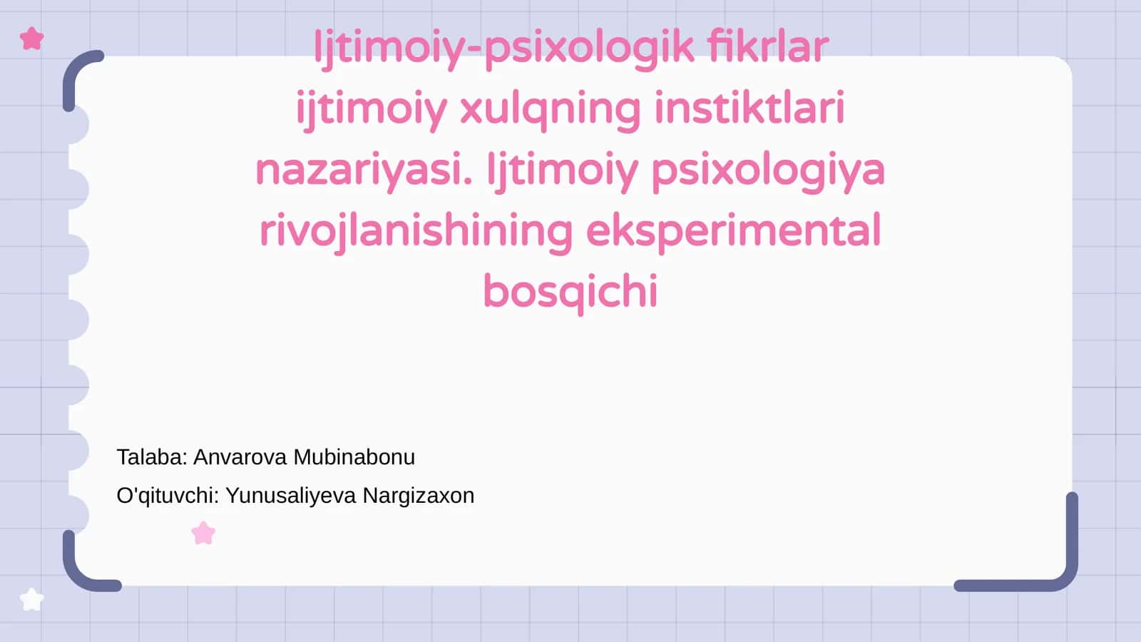 Ijtimoiy-psixologik fikrlar ijtimoiy xulqning instiktlari nazariyasi 1