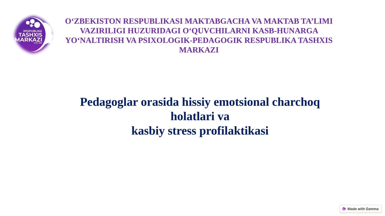 Pedagoglar orasida hissiy-emotsional charchoq holatlari va kasbiy stress profilaktikasi 1