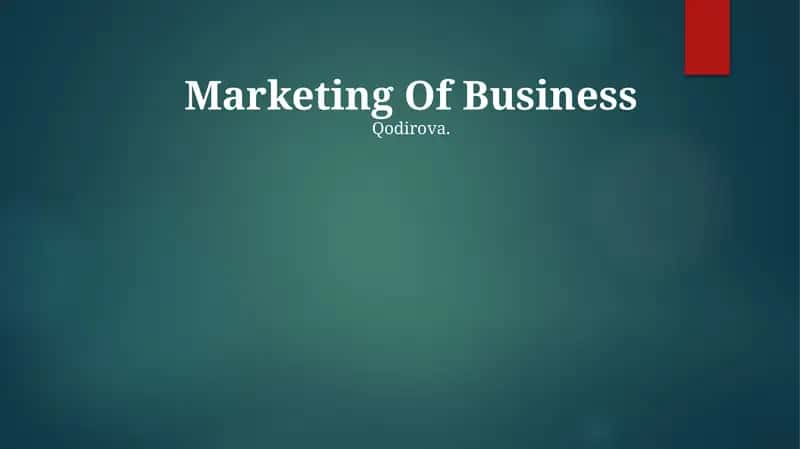 Marketing Of Business 1
