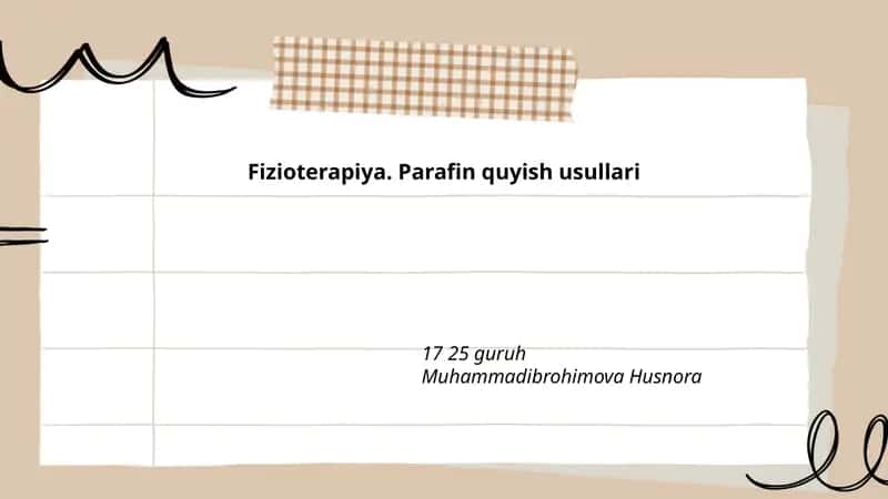Fizioterapiya. Parafin quyish usullari 1