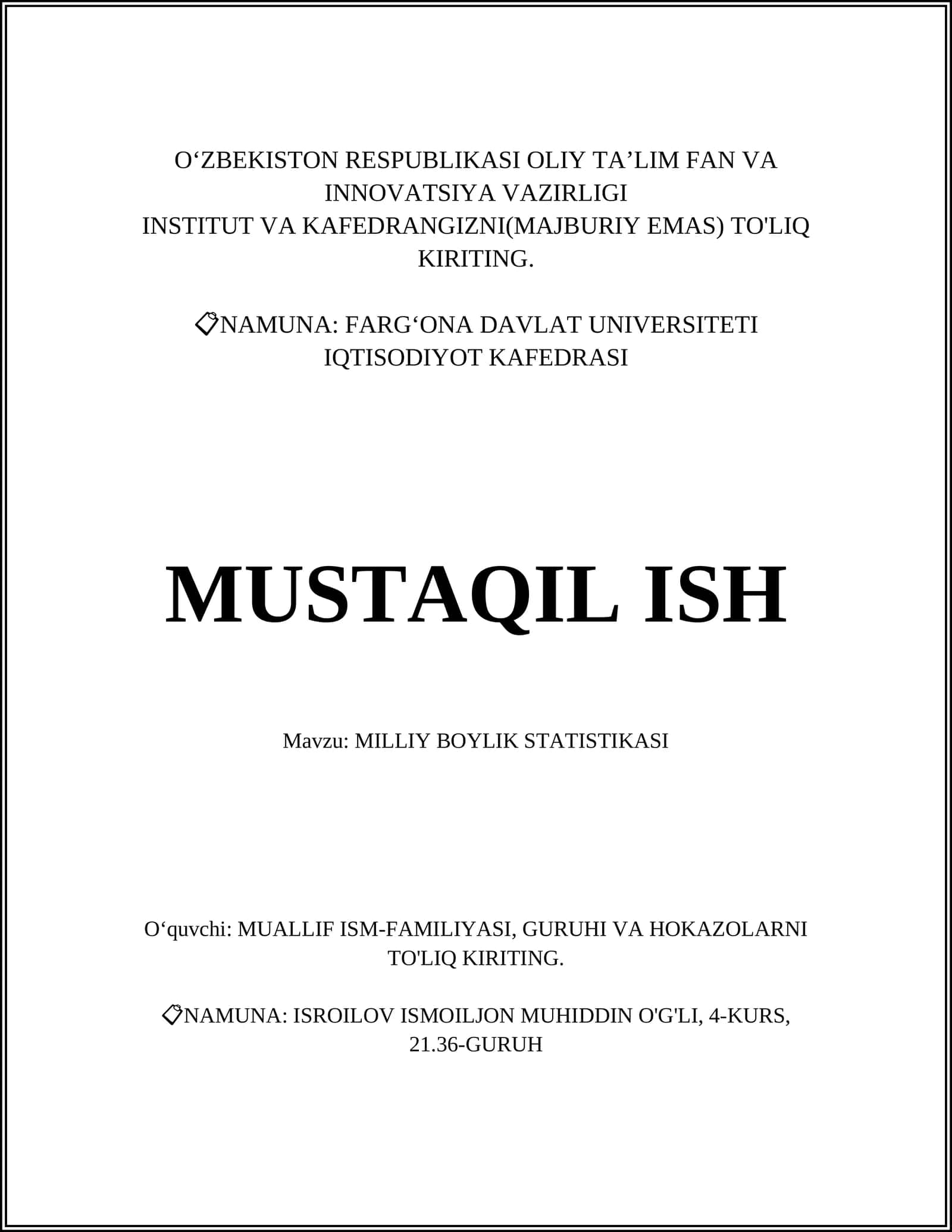 MILLIY BOYLIK STATISTIKASI 1