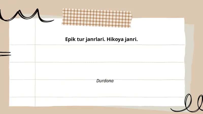 Epik tur janrlari. Hikoya janri 1