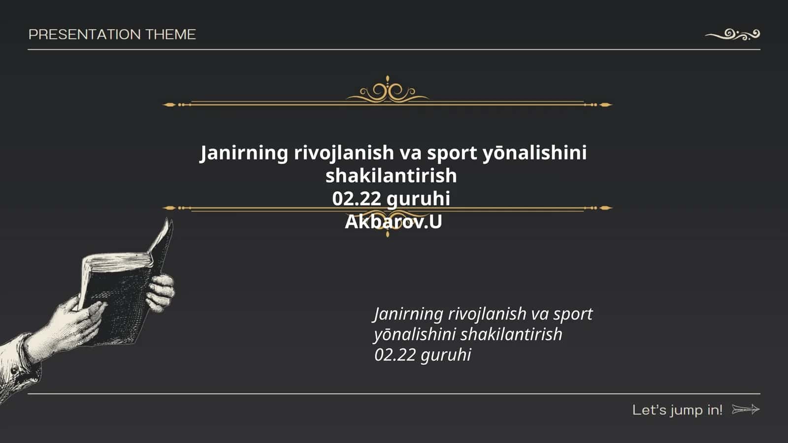 Janirning rivojlanish va sport yōnalishini shakilantirish 1