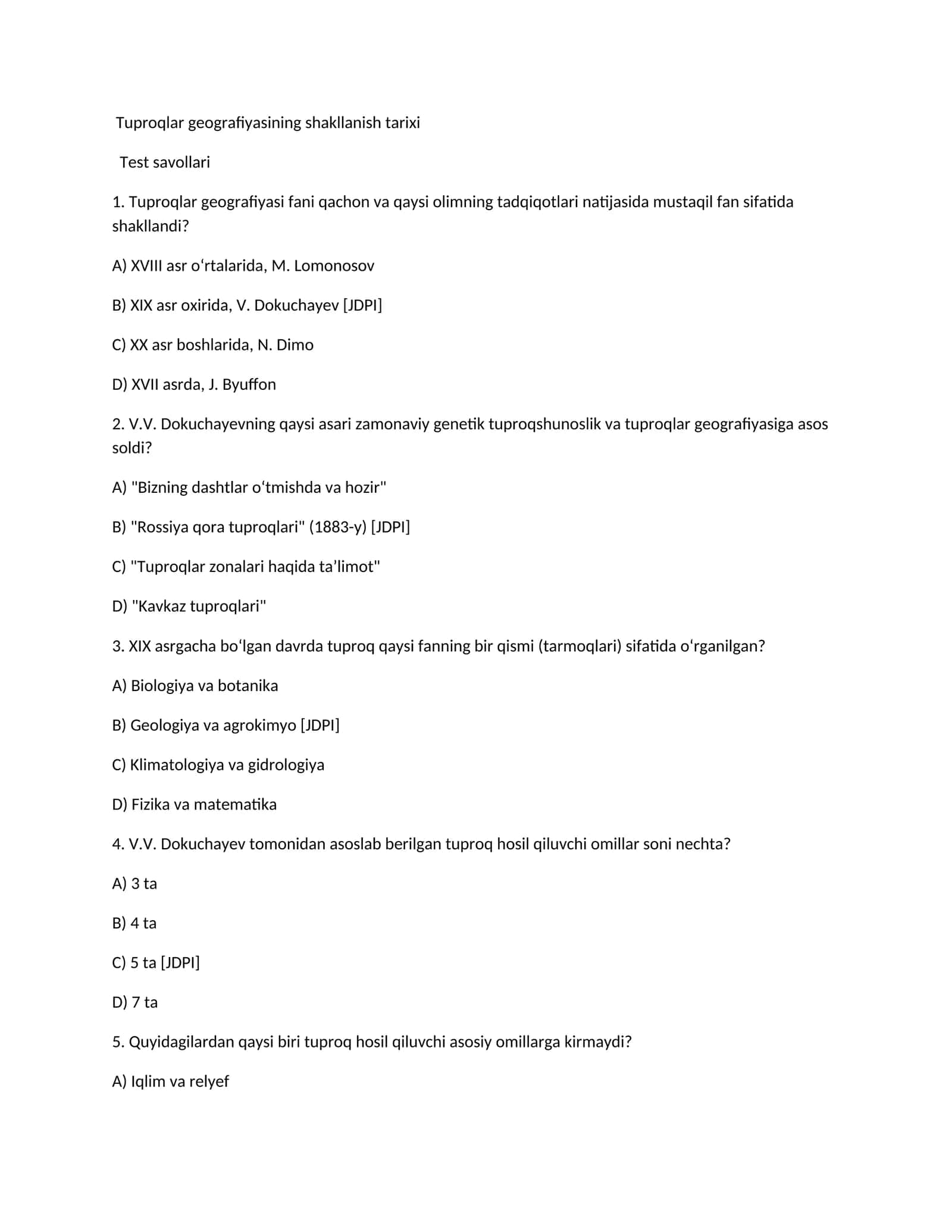 Tuproqlar geografiyasining shakllanish tarixi 1