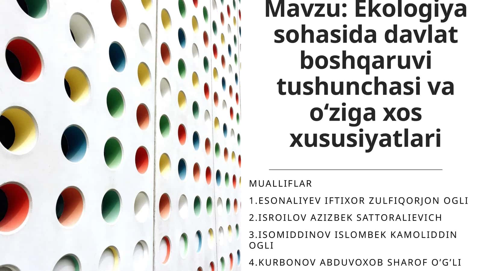 Ekologiya sohasida davlat boshqaruvi tushunchasi va o‘ziga xos xususiyatlari 1