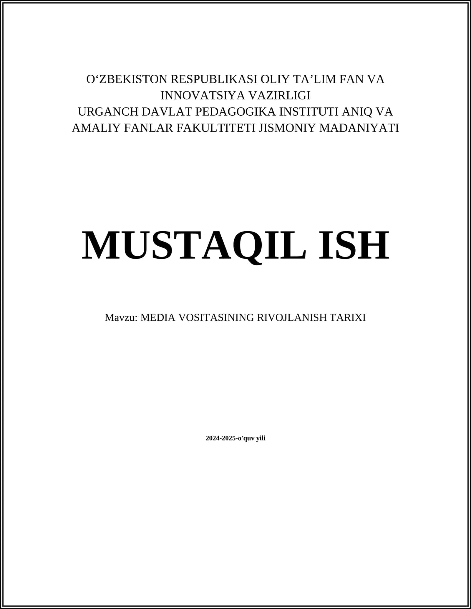 MEDIA VOSITASINING RIVOJLANISH TARIXI 1