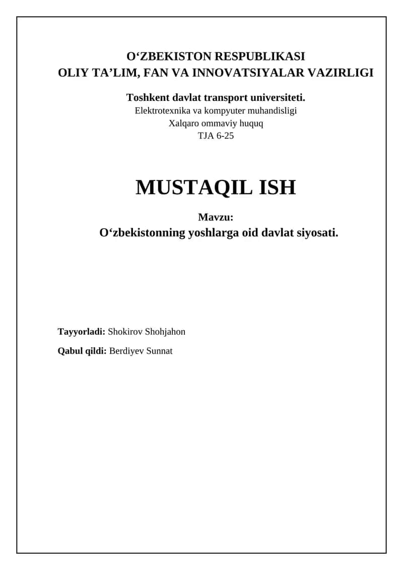 O'zbekistonning yoshlarga oid davlat siyosati 1